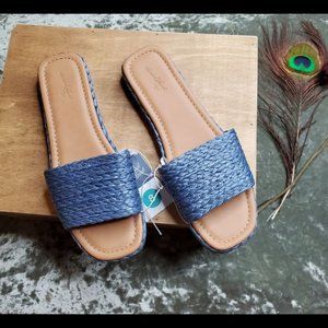 Universal Thread Mardi Raffia Platform Slide Sandals Blue 6.5